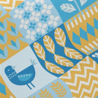Funny Geometric Birds And Flow Midweight Cotton Poplin