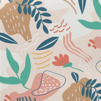 Childlike Lines Flowers And Le Midweight Cotton Poplin