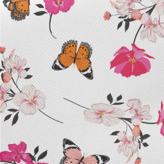 Happy Flying Butterflies And F Midweight Cotton Poplin