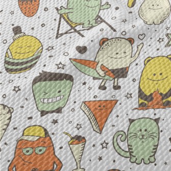Cute Holiday Monster Birdseye Piqué