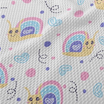 Happy Pink And Blue Snail Birdseye Piqué