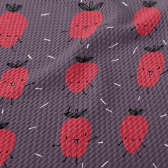Hand Drawn Funny Strawberry Birdseye Piqué