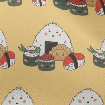 Hand Drawn Sushi And Rice Ball Chiffon