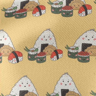 Hand Drawn Sushi And Rice Ball Waterproof Canvas