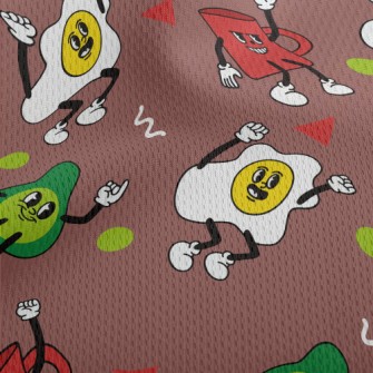 Naughty Cartoon Breakfast Athletic Mesh Flat Back