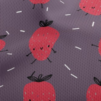 Hand Drawn Funny Strawberry Athletic Mesh Flat Back