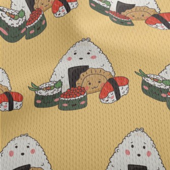 Hand Drawn Sushi And Rice Ball Athletic Mesh Flat Back