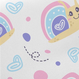 Happy Pink And Blue Snail Twill