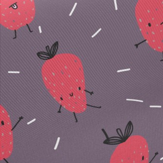 Hand Drawn Funny Strawberry Twill