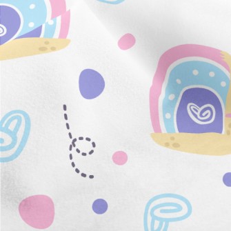 Happy Pink And Blue Snail Micro Fleece