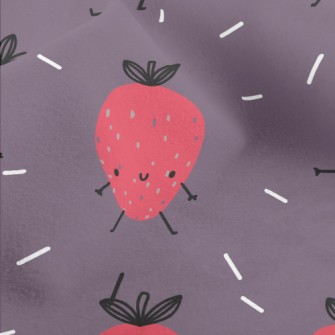 Hand Drawn Funny Strawberry Micro Fleece