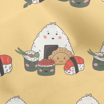 Hand Drawn Sushi And Rice Ball Micro Fleece