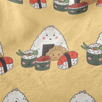 Hand Drawn Sushi And Rice Ball Minky