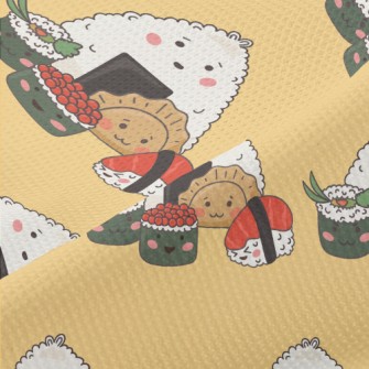 Hand Drawn Sushi And Rice Ball Piqué