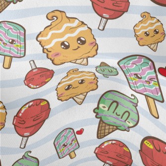 Cute Ice Cream And Lollipop Lightweight Performance Linen