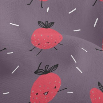 Hand Drawn Funny Strawberry Lightweight Performance Linen