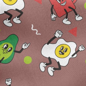 Naughty Cartoon Breakfast Jersey Backed Fleece