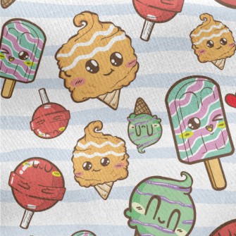 Cute Ice Cream And Lollipop Jersey Backed Fleece