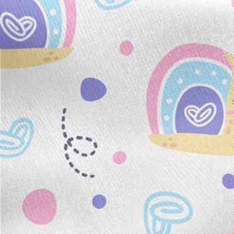 Happy Pink And Blue Snail Jersey Backed Fleece