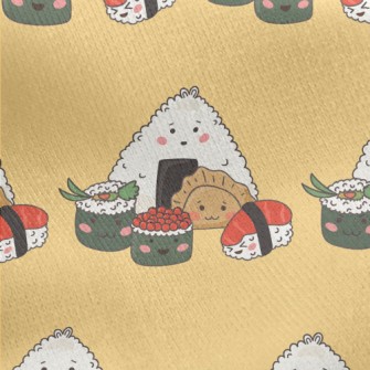 Hand Drawn Sushi And Rice Ball Jersey Backed Fleece