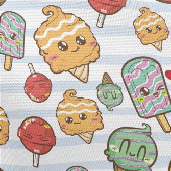 Cute Ice Cream And Lollipop Pongee