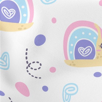 Happy Pink And Blue Snail Lightweight Cotton Poplin