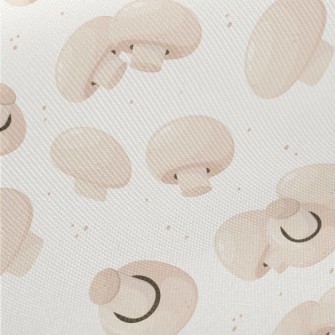 Cartoon White Mushroom Midweight Cotton Poplin