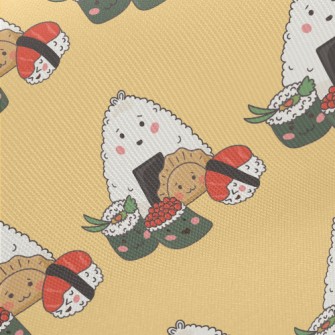 Hand Drawn Sushi And Rice Ball Midweight Cotton Poplin