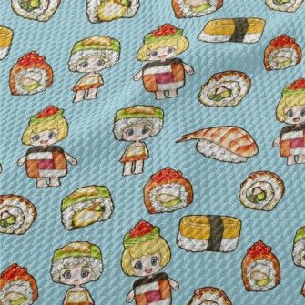 Cute Sushi Girl Birdseye Piqué