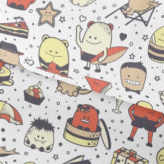 Hand Drawn Cute Monsters Waterproof Oxford