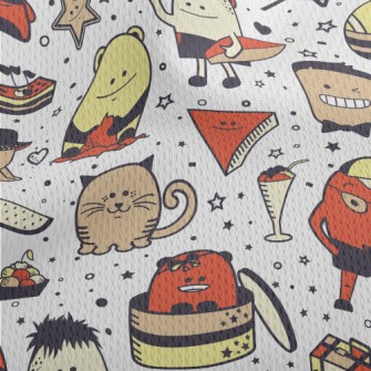 Hand Drawn Cute Monsters Athletic Mesh Flat Back