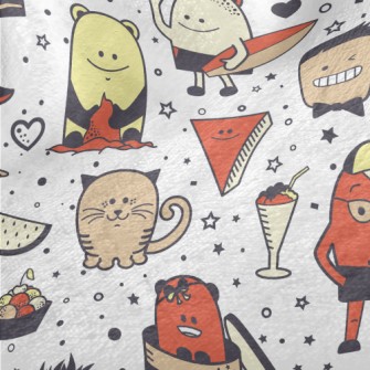 Hand Drawn Cute Monsters Minky