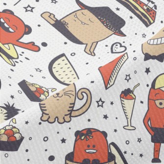 Hand Drawn Cute Monsters Piqué