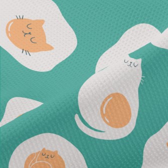 Funny Cat Fried Eggs Piqué