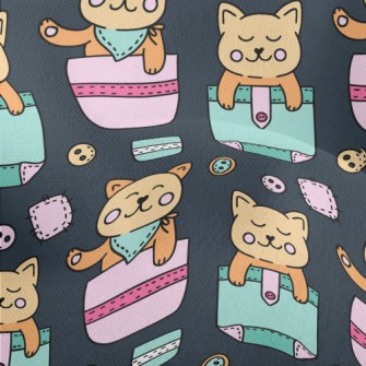 Kawaii Pocket Cat Lightweight Performance Linen