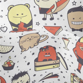 Hand Drawn Cute Monsters Lightweight Performance Linen