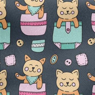 Kawaii Pocket Cat Jersey Backed Fleece