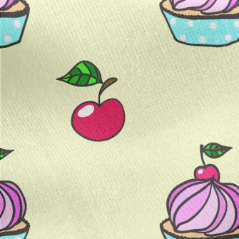 Cherry Frosting Cake Jersey Backed Fleece