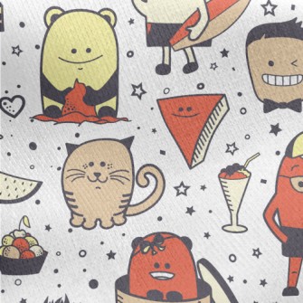 Hand Drawn Cute Monsters Jersey Backed Fleece