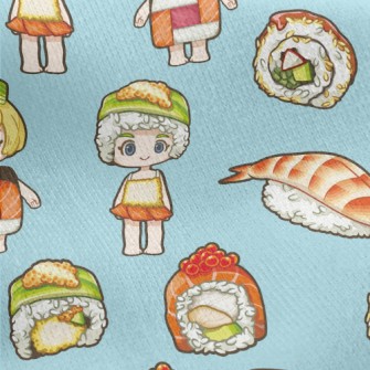 Cute Sushi Girl Jersey Backed Fleece