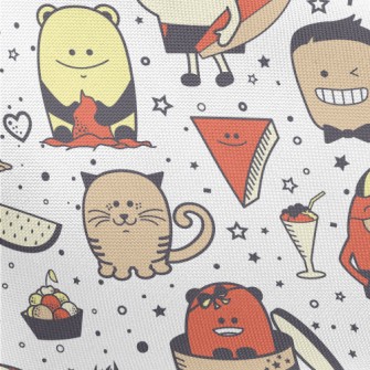 Hand Drawn Cute Monsters Pongee