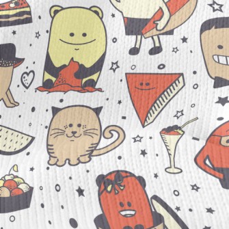 Hand Drawn Cute Monsters Stretch Jersey