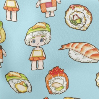 Cute Sushi Girl Lightweight Cotton Poplin