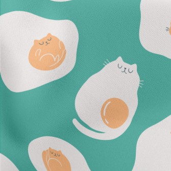 Funny Cat Fried Eggs Lightweight Cotton Poplin