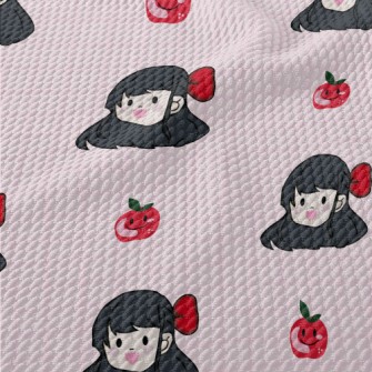 Comic Girl With Apple Birdseye Piqué