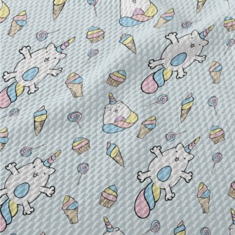 Cartoon Unicorn Cat Birdseye Piqué