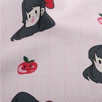 Comic Girl With Apple Athletic Mesh Flat Back