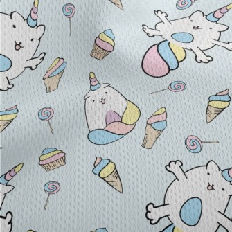 Cartoon Unicorn Cat Athletic Mesh Flat Back