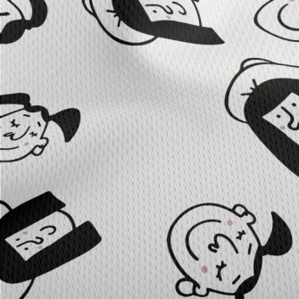 Happy Hand Drawn Girl Athletic Mesh Flat Back