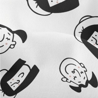 Happy Hand Drawn Girl Lightweight Performance Linen